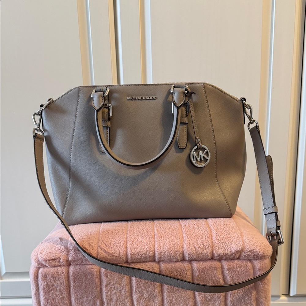 Michael Kors Large Taupe Saffiano Satchel Bag